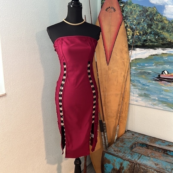 (HEAVY)Fashion Nova,Stunning & Unique, Stuck In My Head,Strapless Dress, Stretch - Picture 3 of 14